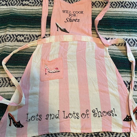 Other - Apron• Will cook for shoes. Pink and white stripes